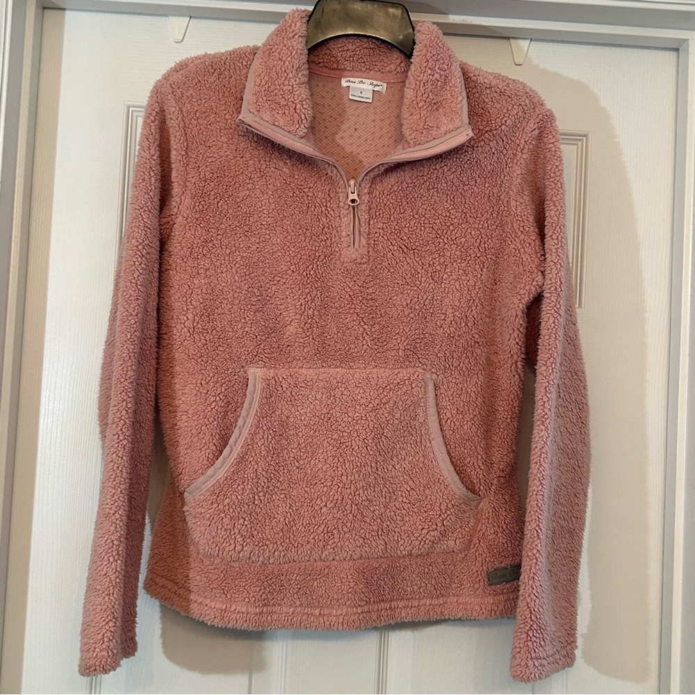 Bass Pro Shops Pink Sherpa Quarter Zip Pullover Sweater Size S